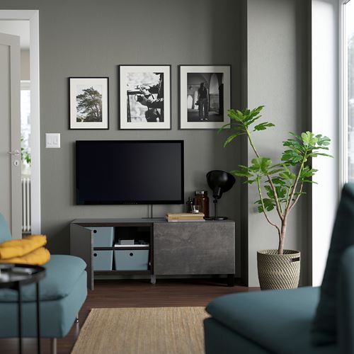 BESTÅ tv sehpası, venge-koyu gri, 120x42x48 cm, KALLVIKEN