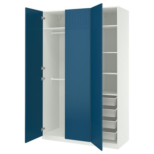 PAX/FYRUDDEN PAX gardırop, beyaz-mavi, 150x58x236 cm