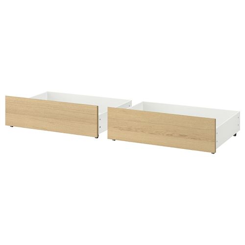 MALM karyola çekmecesi, ağartılmış meşe kaplama, 200 cm, 2 adet