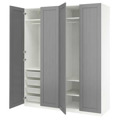 PAX/GULLABERG PAX gardırop, beyaz-gri, 200x60x236 cm