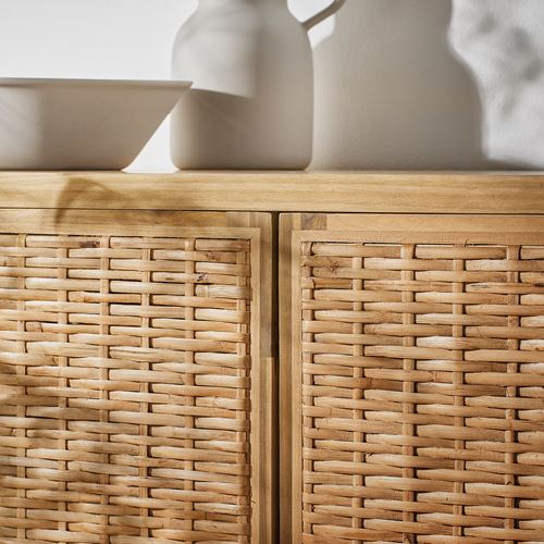 FRYKSÅS kapaklı dolap, rattan, 81x124 cm