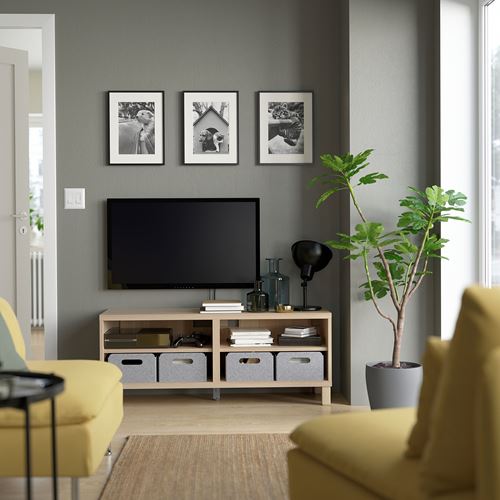 BESTÅ tv sehpası iskeleti, ağartılmış meşe görünümlü-stubbarp, 120x40x48 cm