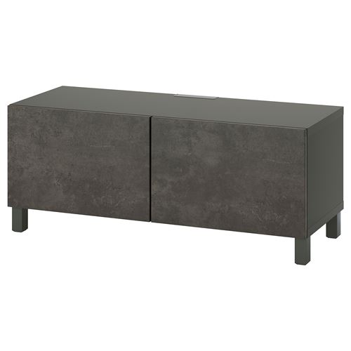 BESTÅ tv sehpası, koyu gri-koyu gri taş görünümlü, 120x42x48 cm, KALLVIKEN, STUBBARP