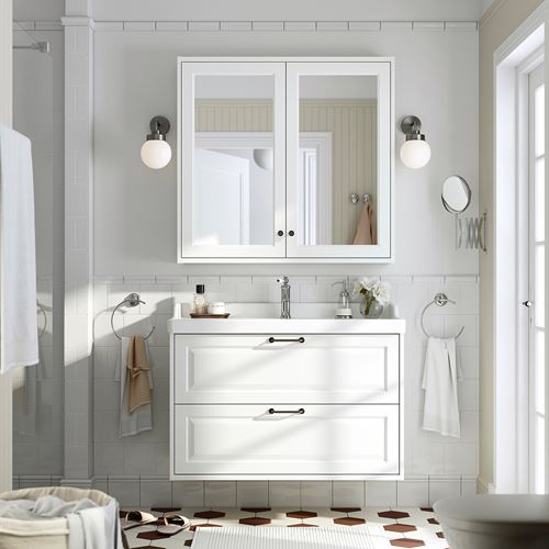 TÄNNFORSEN lavabo dolabı, beyaz, 100x48x63 cm, 2 çekmeceli