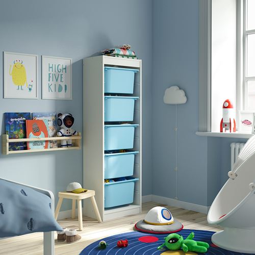 TROFAST saklama ünitesi, beyaz-açık mavi, 46x30x145 cm