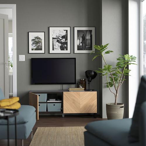 BESTÅ tv sehpası, venge-meşe kaplama, 120x42x48 cm, HEDEVIKEN