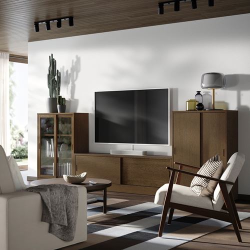 TONSTAD tv ünitesi, kahverengi meşe kaplama, 342x37x120 cm
