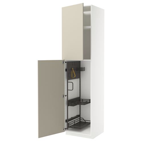 METOD temizlik dolabı, HAVSTORP bej-koyu gri, 60x60x240 cm, 2 kapaklı ve 1 üst dolaplı