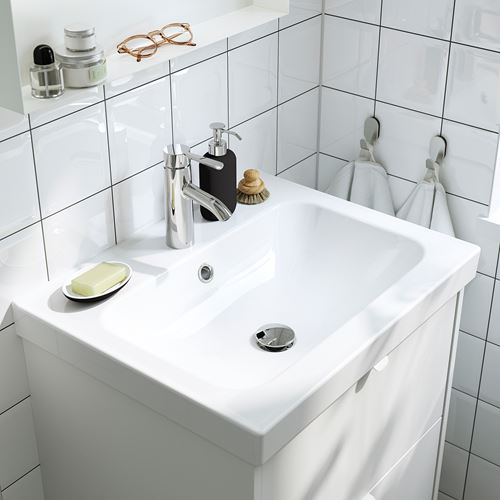 TÄNNFORSEN/ORRSJÖN lavabo dolabı kombinasyonu, açık gri, 62x49x69 cm, VOXNAN batarya
