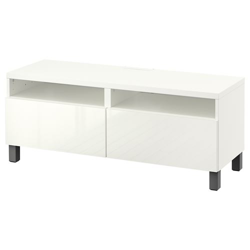 BESTÅ tv sehpası, beyaz, 120x42x48 cm, SELSVIKEN, STUBBARP, çıt çıt raylı