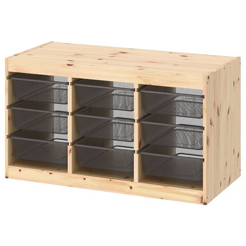 TROFAST saklama ünitesi, çam-gri, 93x44x52 cm