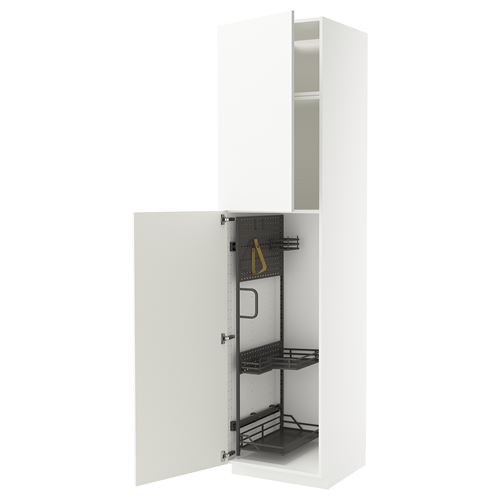 METOD temizlik dolabı, RINGHULT beyaz-koyu gri, 60x60x240 cm, 2 kapaklı ve 1 üst dolaplı
