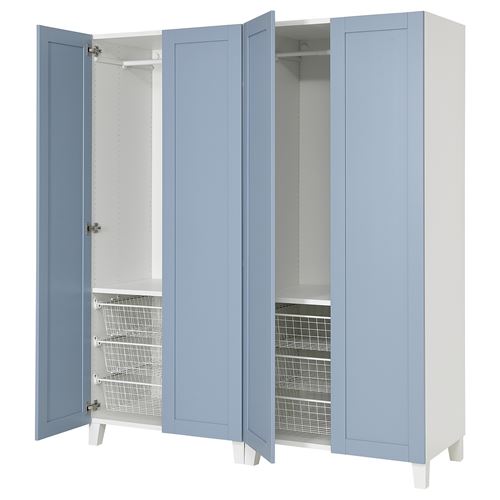 PLATSA/SANNIDAL PLATSA gardırop, beyaz-mavi, 160x57x191 cm