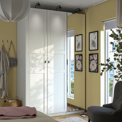 PAX/KAMMARTORP/TYSSEDAL PAX gardırop, beyaz-aynalı cam, 150x60x236 cm