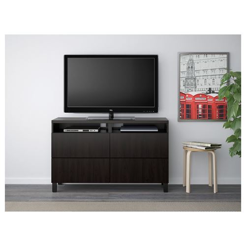 BESTÅ tv sehpası, venge, 120x40x74 cm, LAPPVIKEN, fren raylı