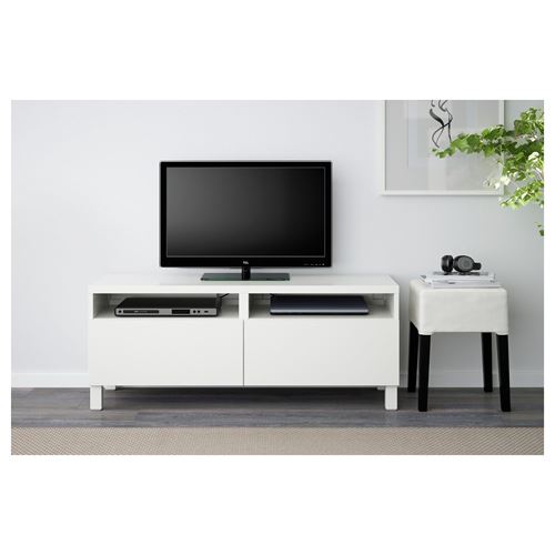 BESTÅ tv sehpası, beyaz, 120x40x48 cm, LAPPVIKEN, STUBBARP, fren raylı