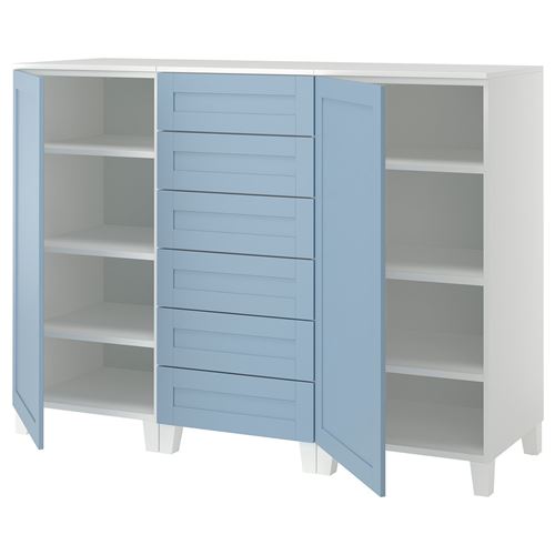 PLATSA/SANNIDAL PLATSA dolap sistemi, beyaz-mavi, 180x57x133 cm