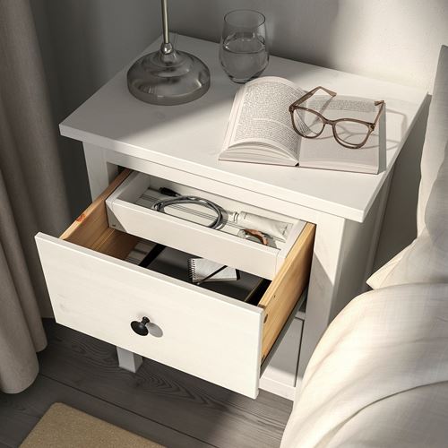 HEMNES komodin, beyaz vernik, 54x66 cm