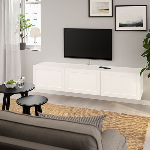 BESTÅ tv sehpası, beyaz, 180x42x38 cm, HANVIKEN