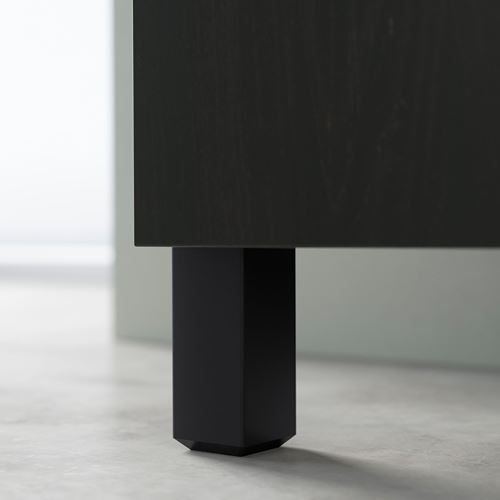 BESTÅ tv sehpası, venge-siyah-kahverengi-şeffaf cam, 180x42x48 cm, LAPPVIKEN/SINDVIK, çıt çıt raylı