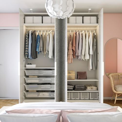 PAX/MISTUDDEN PAX gardırop, beyaz-gri desenli, 200x60x236 cm