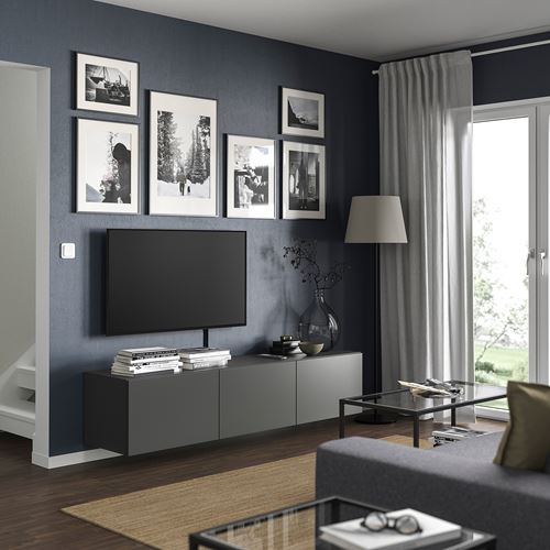 BESTÅ tv sehpası, koyu gri, 180x42x38 cm, LAPPVIKEN