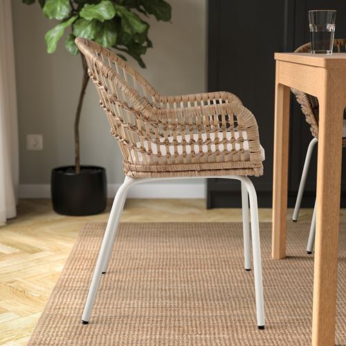 NILSOVE rattan sandalye, rattan-beyaz, NORNA-laila natürel