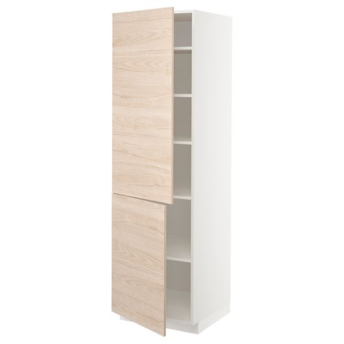METOD mutfak boy dolabı, ASKERSUND açık dişbudak görünümlü, 60x60x200 cm, 2 kapaklı ve 4 raflı