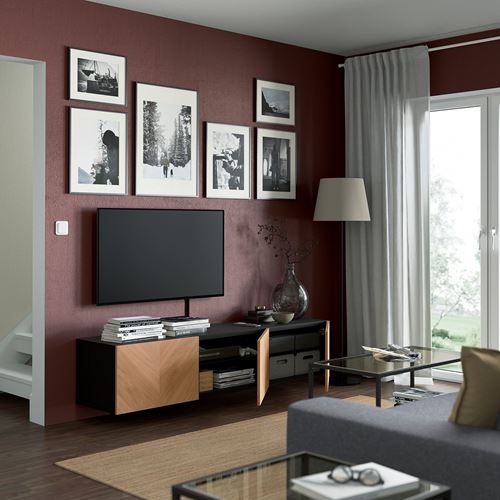 BESTÅ tv sehpası, venge-meşe kaplama, 180x42x38 cm, HEDEVIKEN