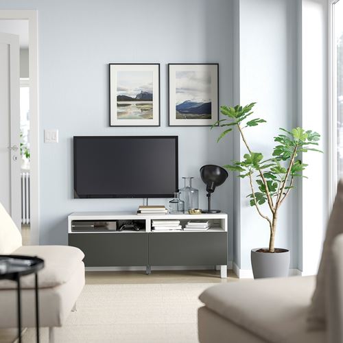 BESTÅ tv sehpası, beyaz-koyu gri, 120x42x48 cm, LAPPVIKEN, STUBBARP