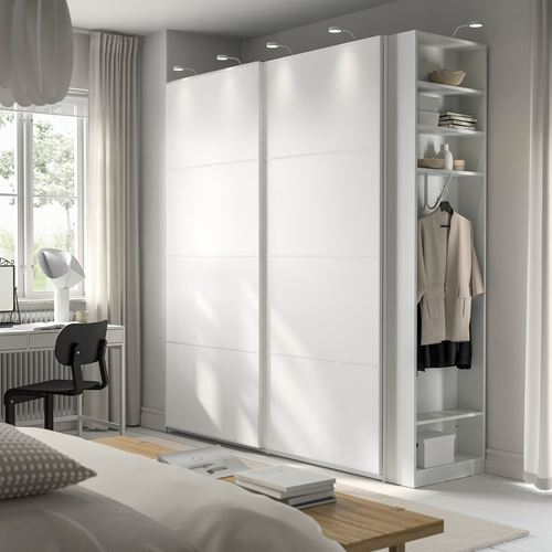 PAX/MEHAMN PAX sürgü kapaklı gardırop, beyaz, 220x66x236 cm