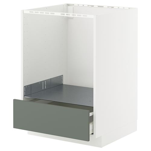 METOD/MAXIMERA ankastre fırın dolabı, NICKEBO mat gri-yeşil, 60x60 cm