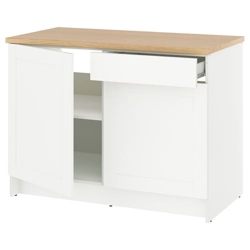 KNOXHULT çekmeceli ve kapaklı alt dolap, dekoratif beyaz, 120 cm