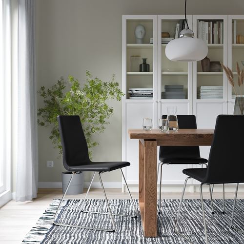 LILLÅNÄS döşemeli sandalye, krom kaplama-Bomstad siyah