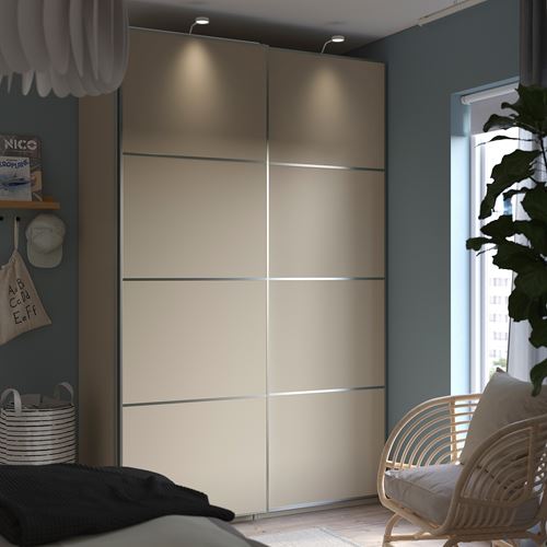 PAX/MEHAMN PAX sürgü kapaklı gardırop, bej, 150x66x236 cm