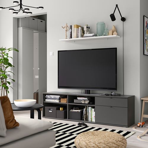 VIHALS tv sehpası, koyu gri, 176x37x50 cm