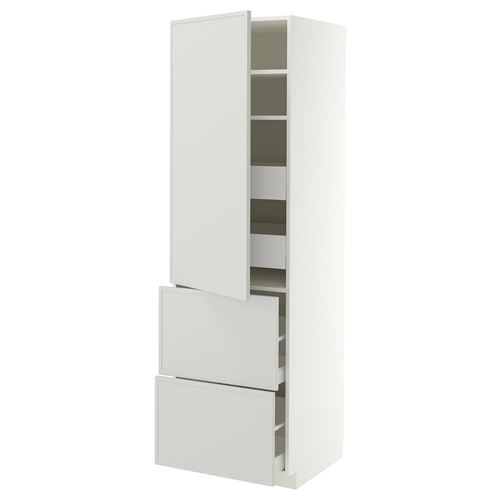 METOD/MAXIMERA mutfak boy dolabı, ASPUDDEN açık gri, 60x60x200 cm, 1 kapaklı, 4 çekmeceli,2 raflı ve 2 ön panelli