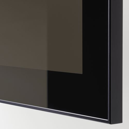 BESTÅ tv ünitesi, venge-parlak cila-bej-füme cam, 300x42x211 cm, SELSVIKEN/GLASSVIK, çıt çıt raylı