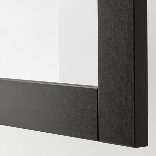 BESTÅ tv ünitesi, venge-siyah-kahverengi-şeffaf cam, 240x42x129 cm, LAPPVIKEN/SINDVIK, fren raylı