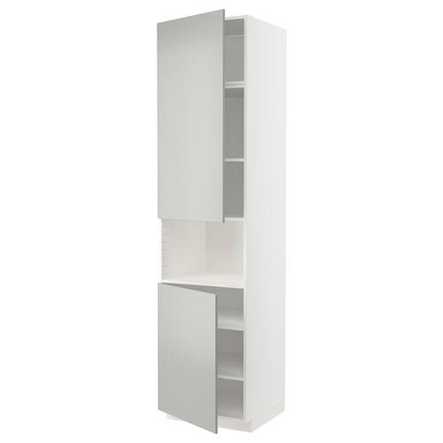 METOD mikrodalga fırın boy dolabı, HAVSTORP açık gri-koyu gri, 60x60x240 cm, 2 kapaklı ve 4 raflı