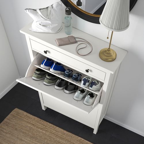 HEMNES ayakkabı dolabı, beyaz, 89x30x127 cm, 2 bölmeli