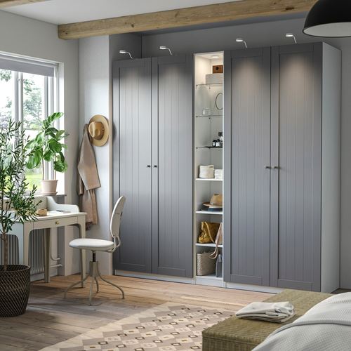 PAX/GULLABERG PAX gardırop, beyaz-gri, 235x60x236 cm