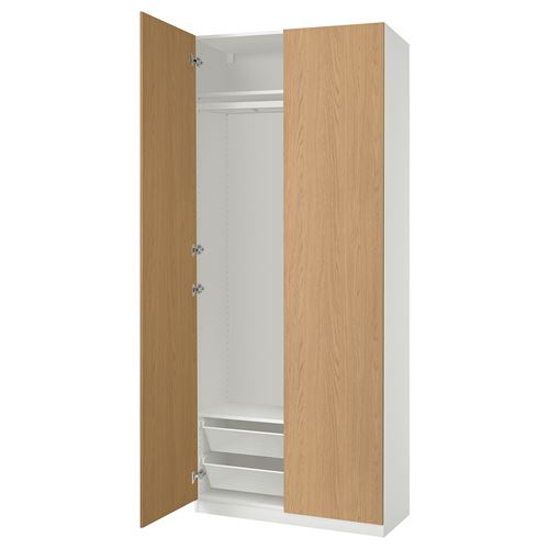 PAX/STORKLINTA PAX gardırop, beyaz-meşe görünümlü, 100x38x236 cm