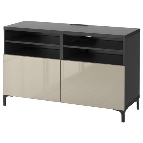 BESTÅ tv sehpası, venge-parlak cila-bej, 120x42x74 cm, SELSVIKEN