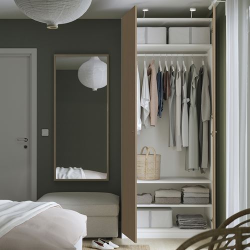 PAX/STORKLINTA PAX gardırop, beyaz-meşe görünümlü, 100x60x236 cm