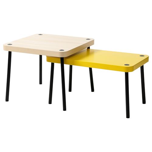 SONHULT sehpa seti, sarı-huş görünüm, 2 parça