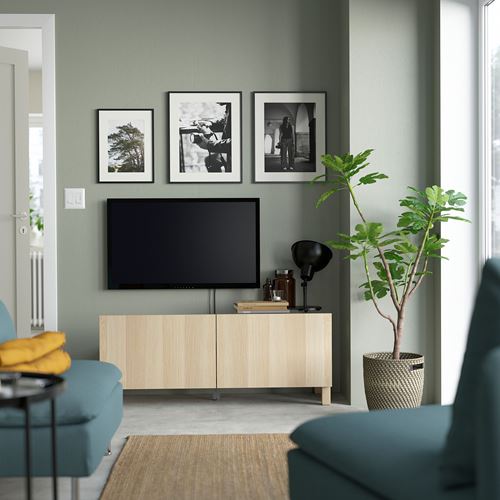 BESTÅ tv sehpası, ağartılmış meşe görünümlü, 120x42x48 cm, LAPPVIKEN, STUBBARP