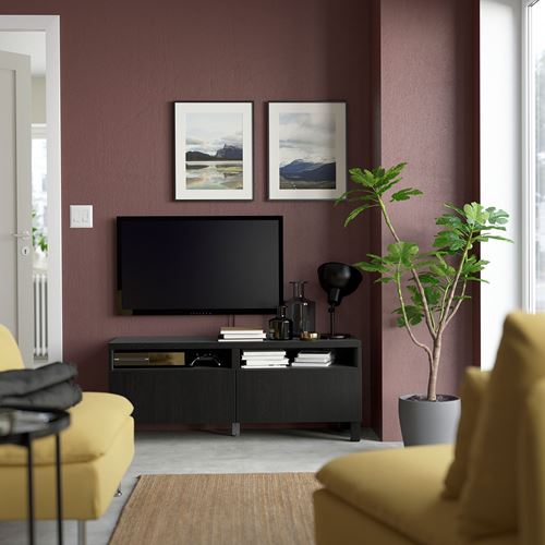 BESTÅ tv sehpası, venge, 120x42x48 cm, LAPPVIKEN, çıt çıt raylı