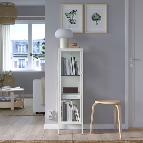 BAGGEBO cam vitrin, beyaz, 34x30x116 cm