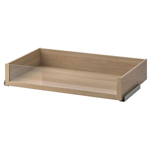 KOMPLEMENT cam panelli çekmece, ağartılmış meşe görünümlü, 100x58 cm